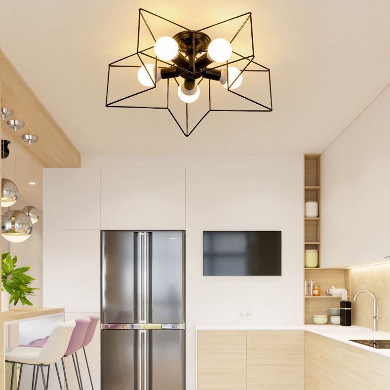 Inspirado en el techo de estrella inspirada en el techo de estrella Luz de metal semi de techo de techo de techo para cenar
