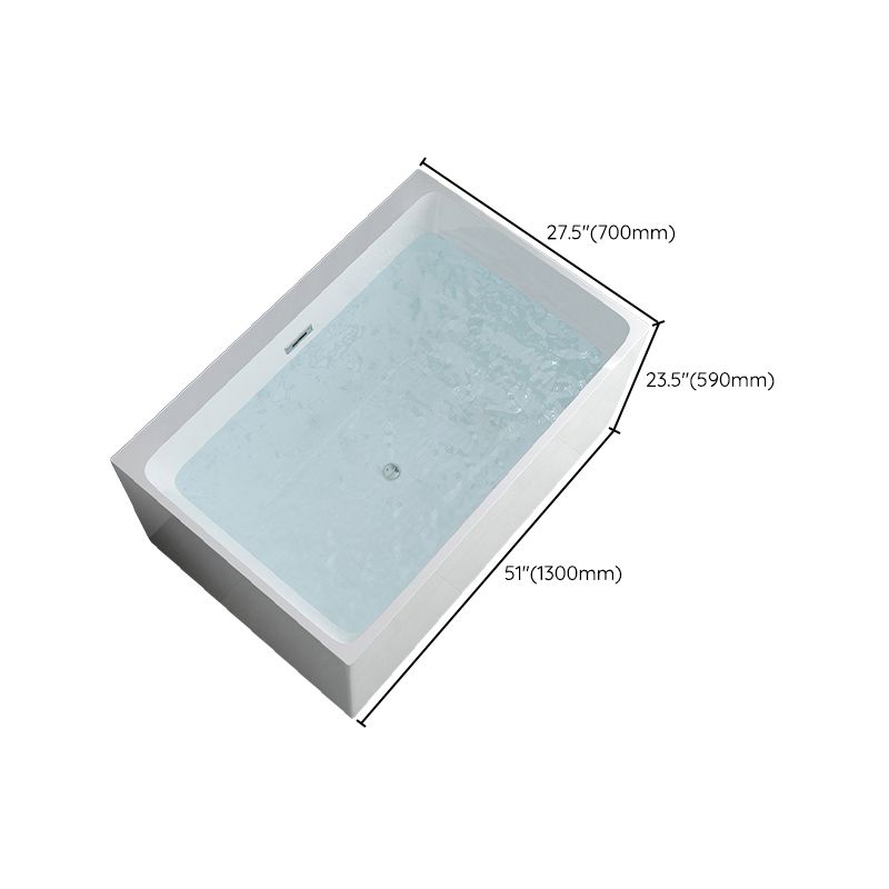 Soaking Rectangular Bathtub Antique Finish Acrylic Back to Wall Bath Tub