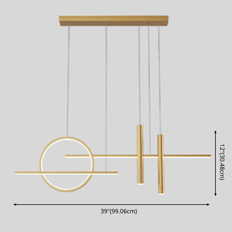 Simplicity Linear LED Island Light Metal 5-Head Dining Room Suspended Lighting Fixture