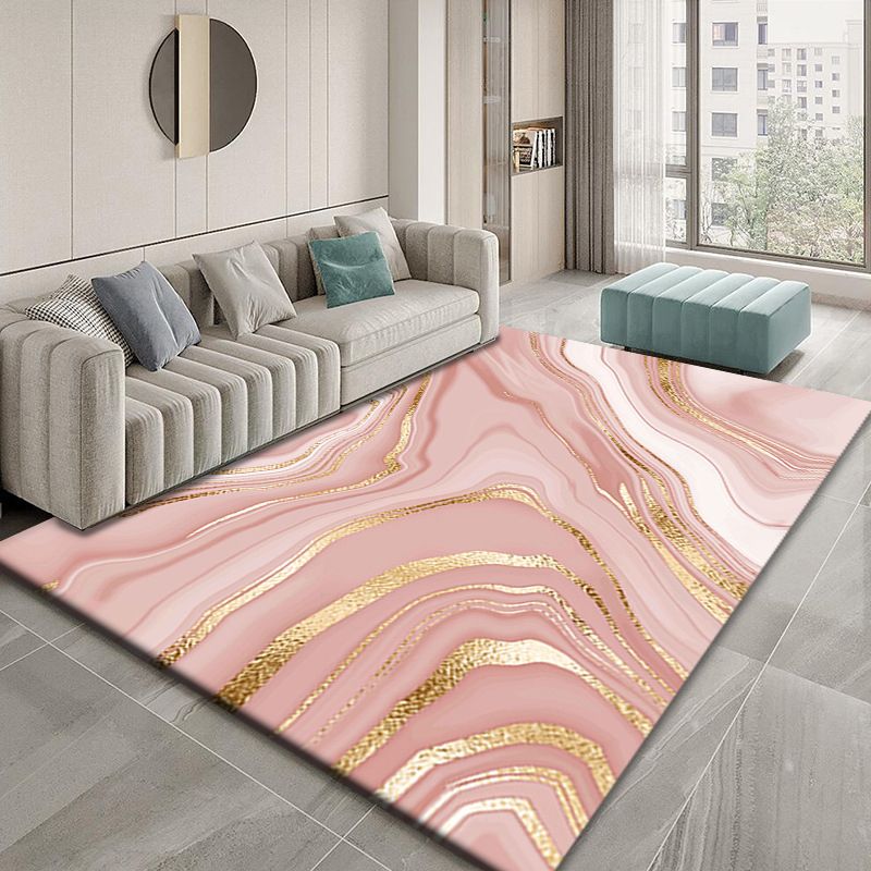 Abstract Watercolor Printed Rug Luxury Polyester Area Carpet Anti-Slip Backing Rug for Living Room
