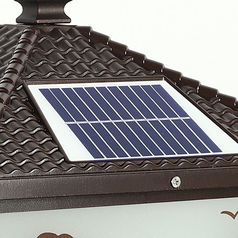 Square Shape Metal Outdoor Lamp Modern Style 1 Light Solar Pillar Lights