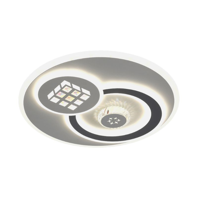 Lampada da soffitto a LED rotonda da incasso Lampada da soffitto moderna in blocchi di cristallo trasparente bianco con stella quadrata/a sei punte/motivo floreale