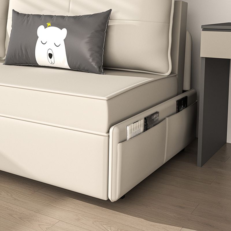 Bonded Leather Scandinavian Sofa Bed Armless White Convertible Sofas