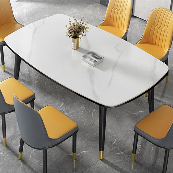 Minimalist Kitchen Sintered Stone Top Dining Table Rectangle Shape Din