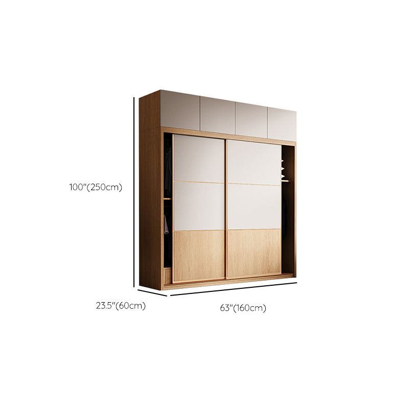 Sliding Engineered Wood Wardrobe Cabinet with Drawer Modern Wardrobe Closet