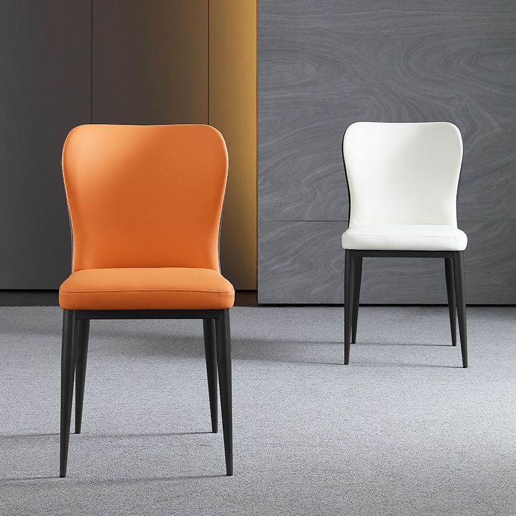 Sillas laterales de comedor con respaldo sólido contemporáneo Silla auxiliar de comedor de cuero para cocina