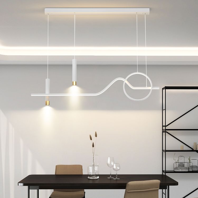 Modern Minimalist Style Linear Chandelier Lighting Fixtures Metal Island Ceiling Light