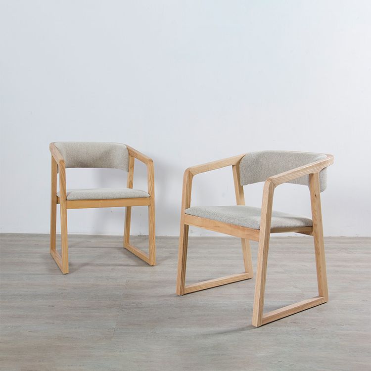 Glam Style Wooden Dining Arm Chair Matte Finish Open Back Dining Chair for Dinning Room