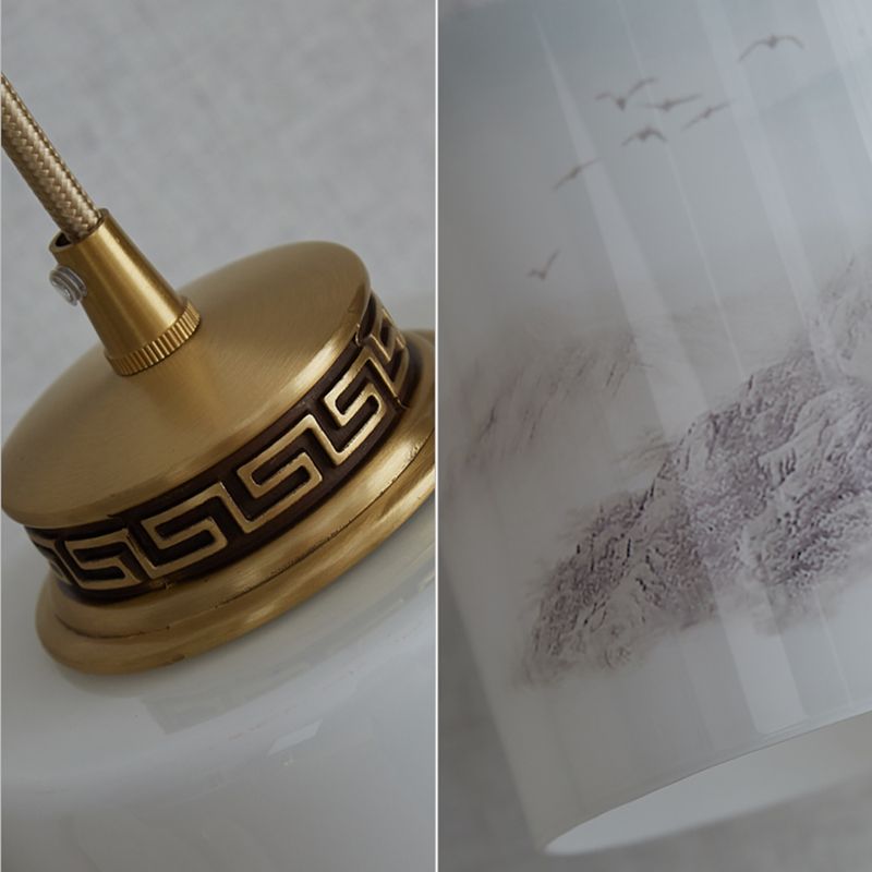 Marble Hanging Lamp, Nordic Cylinder Shade Pendant Lighting for Living Room