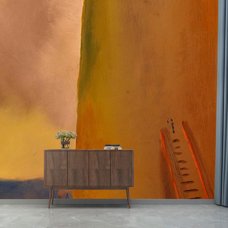 Surrealist Tower Wallpaper Mural for Living Room Personalized Wall Decor in Yellow