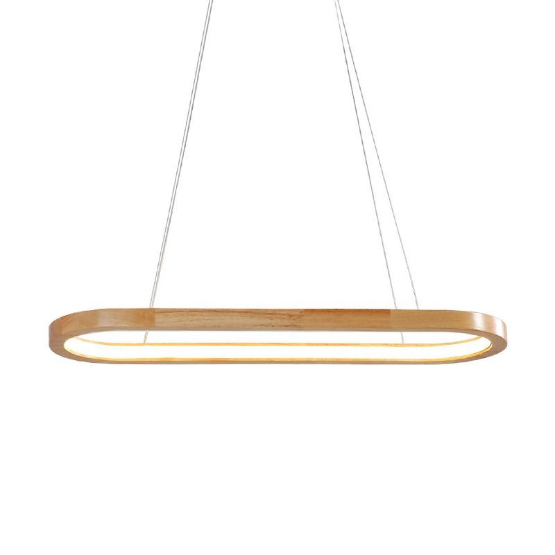 Ellipse Restaurant Island Ciondolo Wood 27,5 "/35,5" Long LED SEMPLICITY Apparecchiatura a sospensione in beige