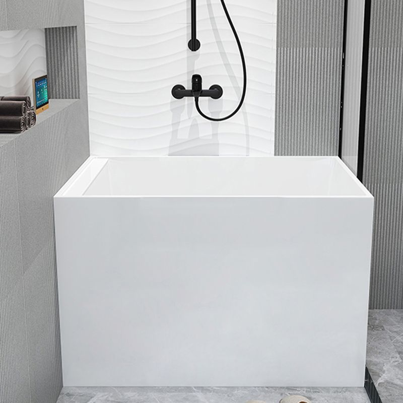Modern Acrylic White Bathtub Rectangle Back to Wall with Drain Bath Tub