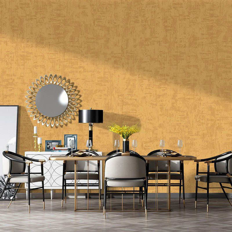 Gold Solid Wallpaper Roll Minimalist Moisture Resistant Wall Decor for Dining Room