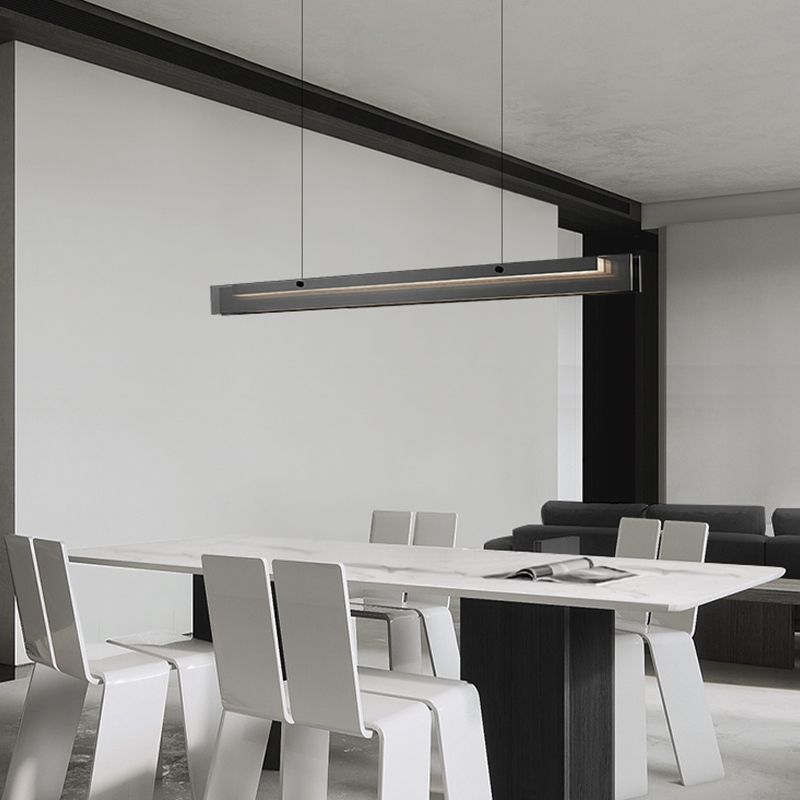 Modern Simple Island Lamp LED Island Hanging Lamp with Glass Shade for Dining Room