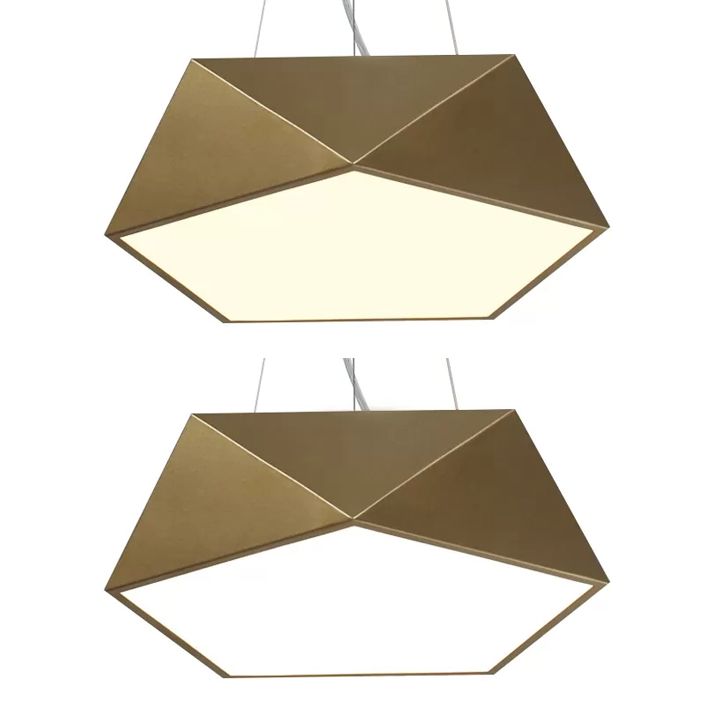 Pentagon Pendant Lighting Contemporary Metal 16.5"/20.5"/24.5" Wide Led White/Black/Yellow Ceiling Lamp Fixture with White Acrylic Diffuser