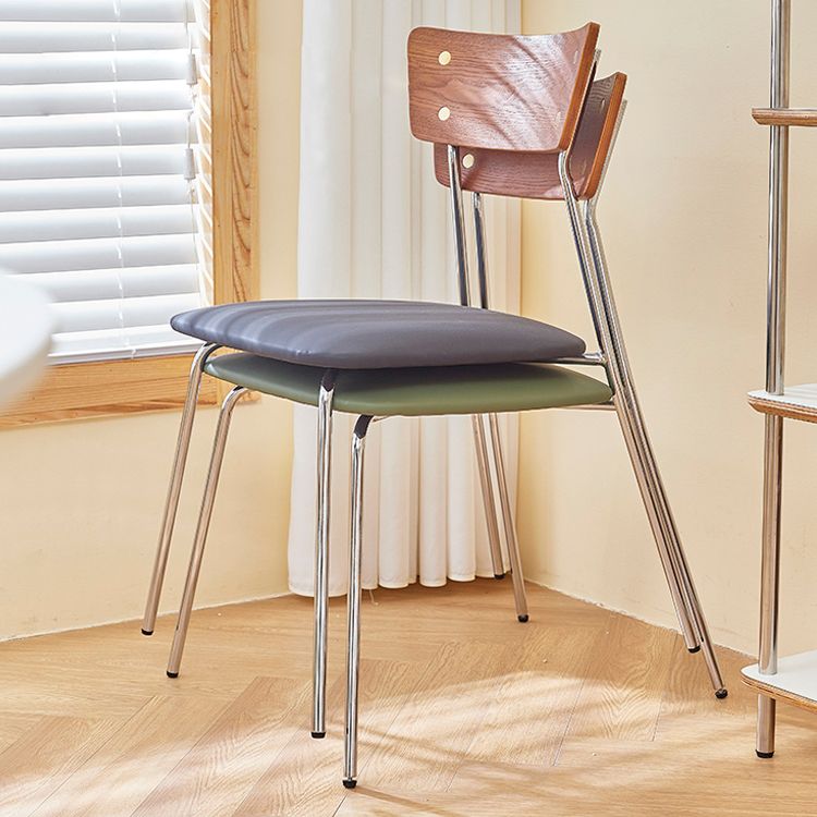 Industrial Style Upholstered Armless Dining Chairs Open Back Dining Side Chairs for Home