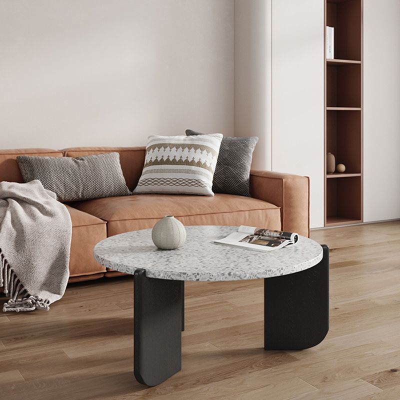 Contemporary Round Terrazzo Coffee Table 15.7" H 1 Single Cocktail Table