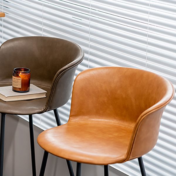 Indoor Leather Bar & Counter Stool Industrial Footrest Low Back Bucket Counter Chair
