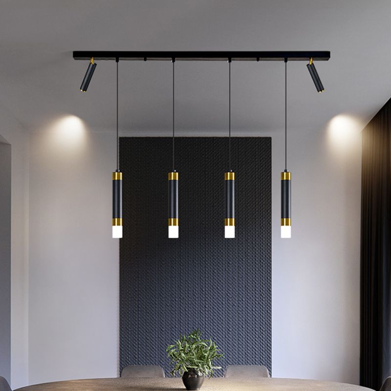 Luce a ciondolo a LED LED LINEAR BLACE Luce a soffitto in ferro battuto in stile moderno con ombra acrilica