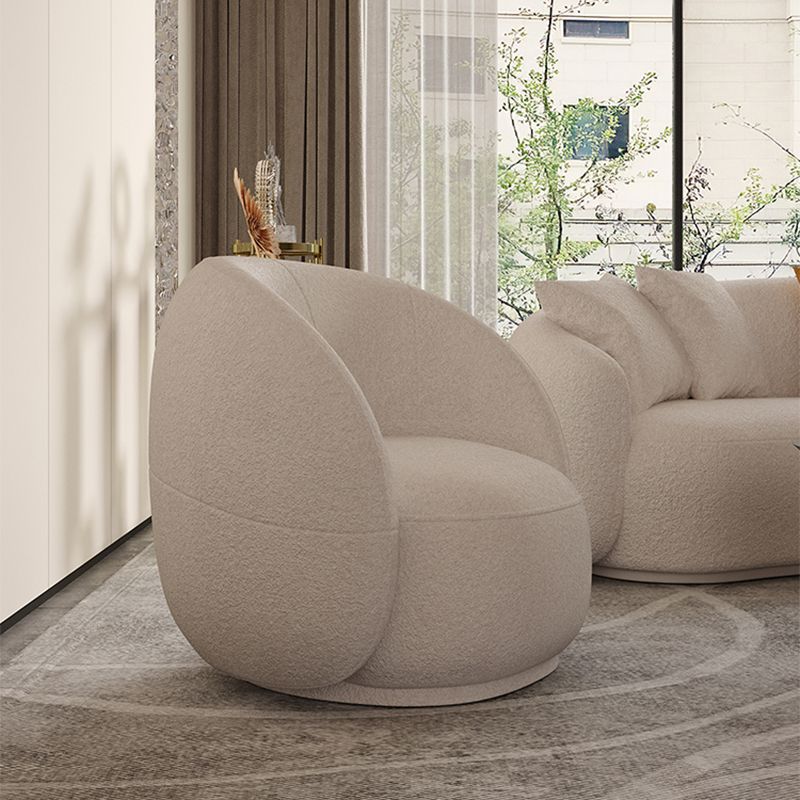 Gray Wool Sloped Arm Sofa Contemporary Curved Sofa for Living Room