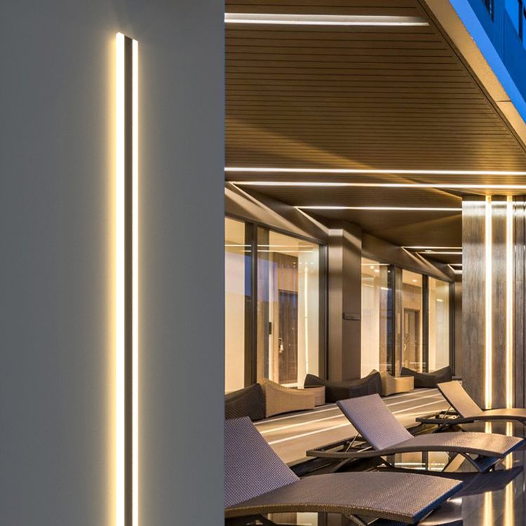 Luz de luz lineal de estilo moderno Luces de metal 1 luces de pared de luz en negro