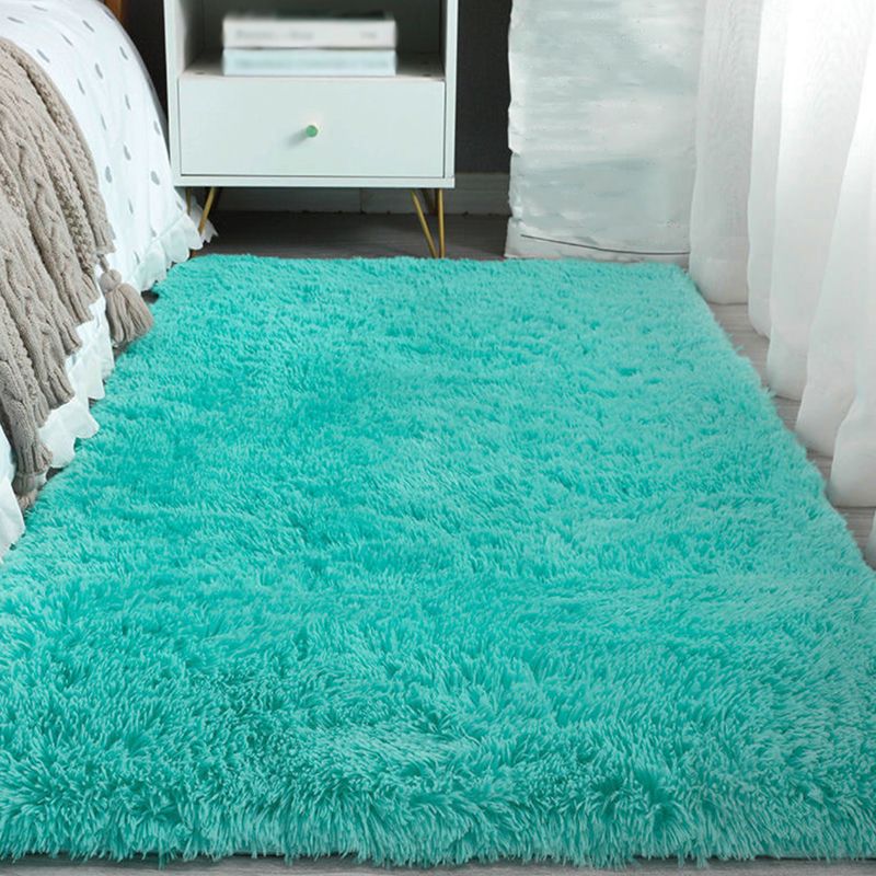Solid Color Plush Carpet Polyester Casual Rug Washable Rug for Sleeping Room