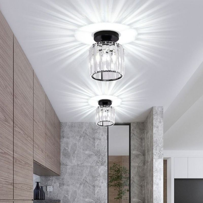 Contemporary Ceiling Light Crystal Ceiling Mounted Fixture for Hallway with Hole 3" Dia
