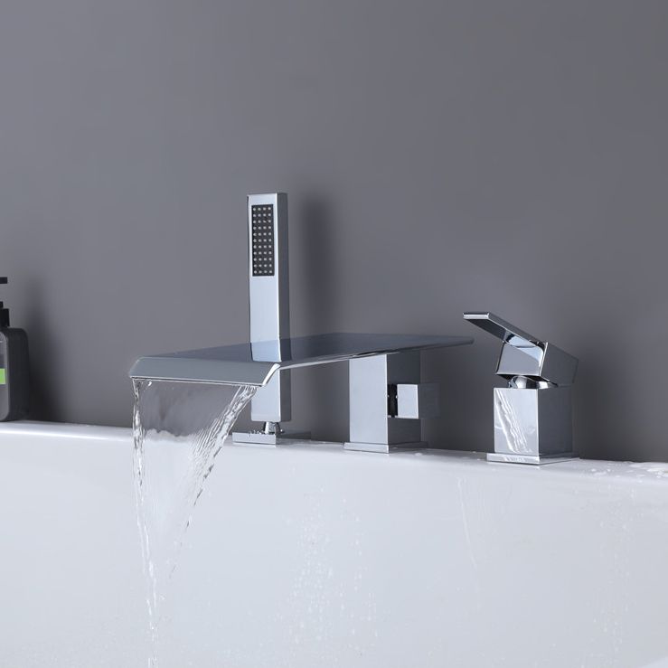 Contemporary Deck Mounted Copper Roman Tub Faucet Low Arc Roman Tub Faucet Set