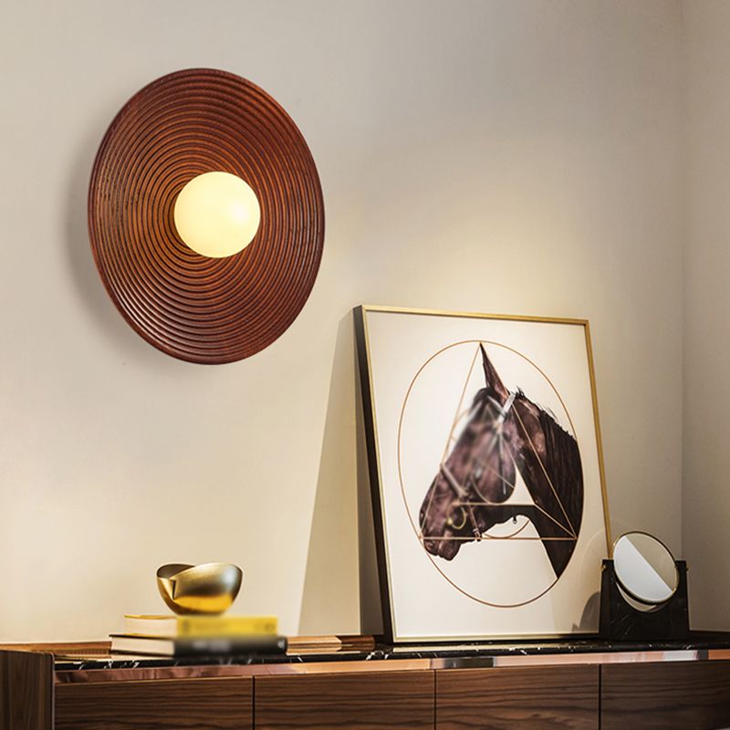 Modern Simple Wooden Wall Light Circle Shape Wall Lamp for Living Room