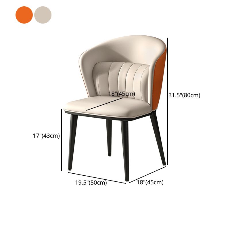Silla lateral de comedor curvada de cuero para interiores moderna, silla sin brazos Parsons