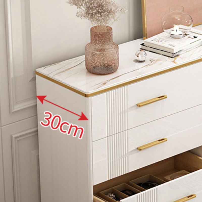 Contemporary Bedroom Storage Chest Stone Chest in White with Drawers