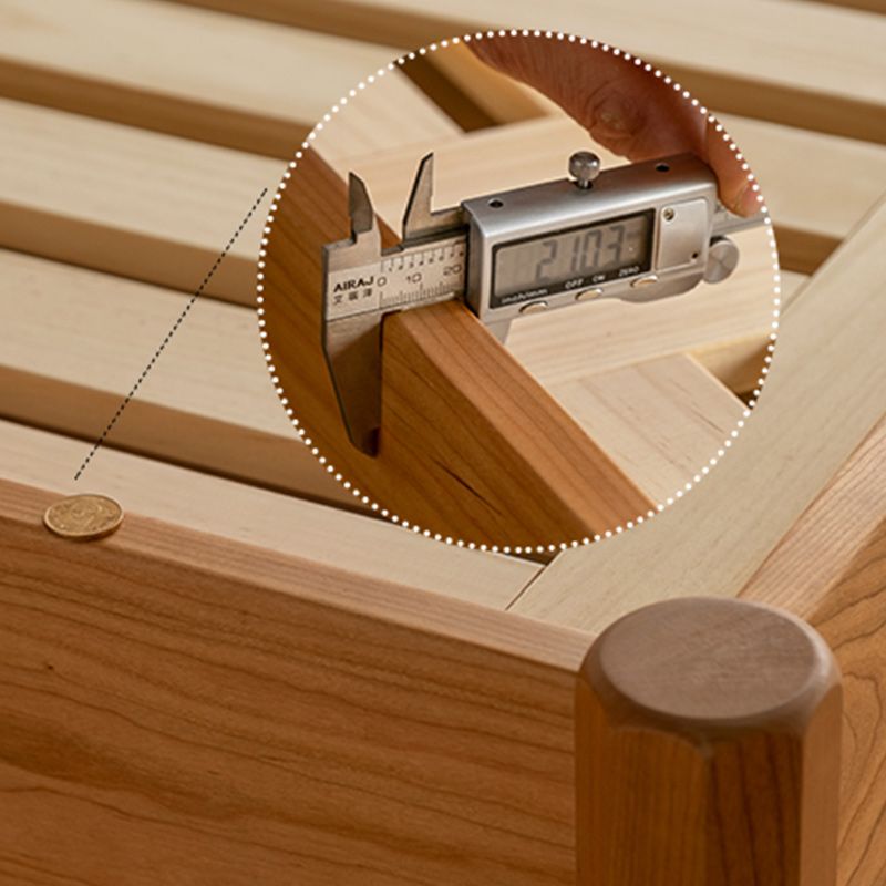 Contemporary Standard Bed Cherry Solid Color Bed Frame With Custom Gold Legs