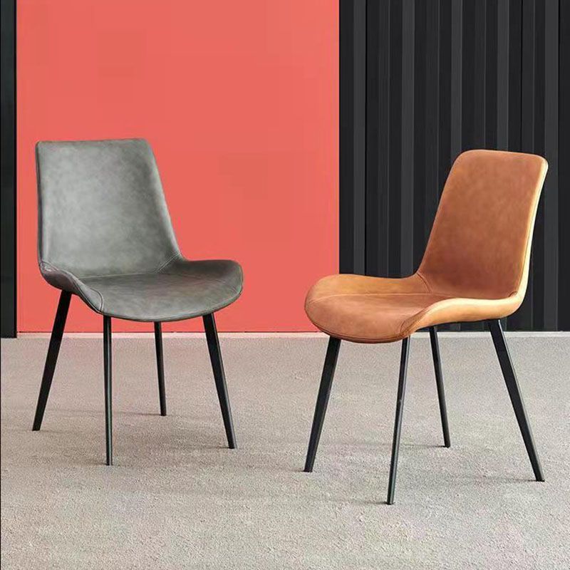 Sillas auxiliares de comedor de cuero de estilo industrial Silla con respaldo sólido para cocina (juego de 2)