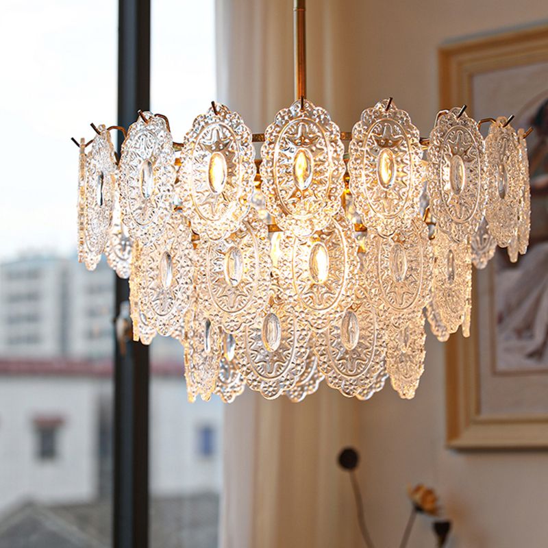 Contemporary Style Geometry Pendant Chandeliers Glass Hanging Light Fixtures in Gold