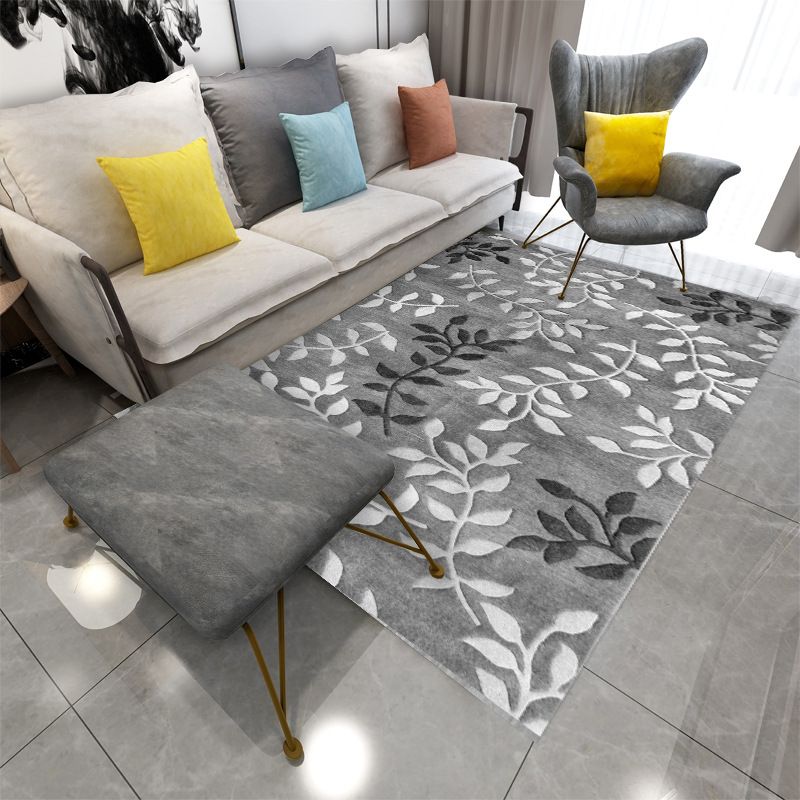 Green Plants Carpet Polyester Casual Area Rug Non-Split Backing Indoor Carpet for Indoor Room