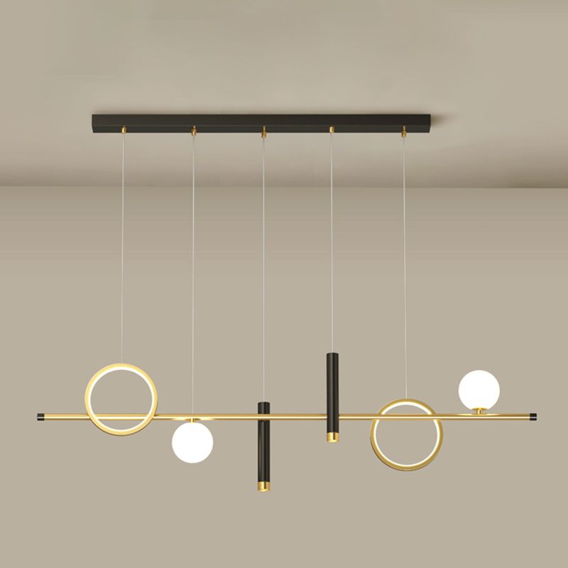 Luce a sospensione a soffitto in metallo ombreggiato Luce lampadario a base di isola oro-nero oro