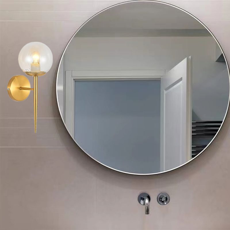 Modern Metal Wall Sconce Torch Shape Vanity Lamp with Glass Shade for Bathroom