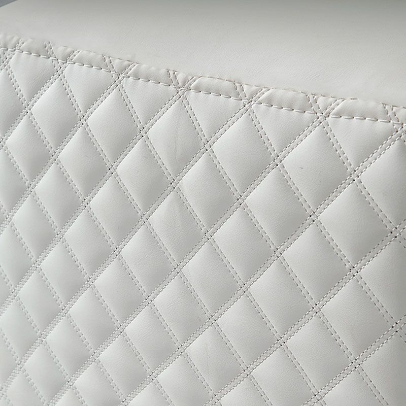 Glam Ottoman Genuine Leather Upholstered Diamond Lattice Square Ottoman with Metal Legs