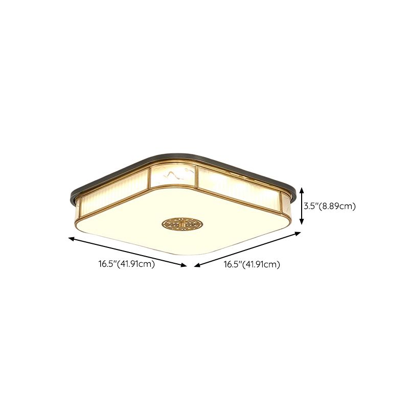 LED Modern Metal Flush Mount Geometric Shape Ceiling Lamp with Glass Shade for Living Room