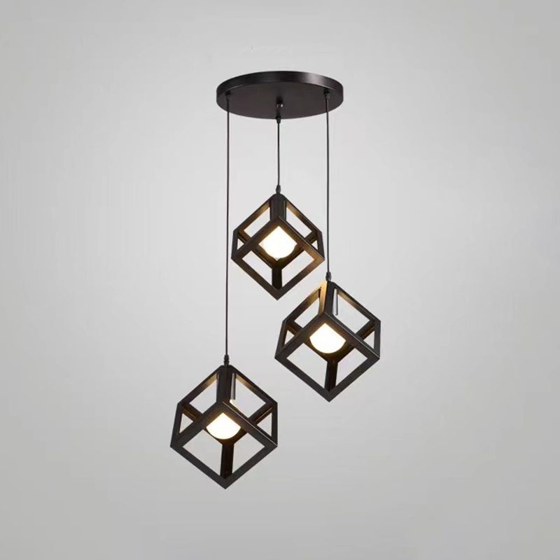 Cube Pendant Light Fixture Industrial Pendant Light Metal 1 Light Hanging Lights