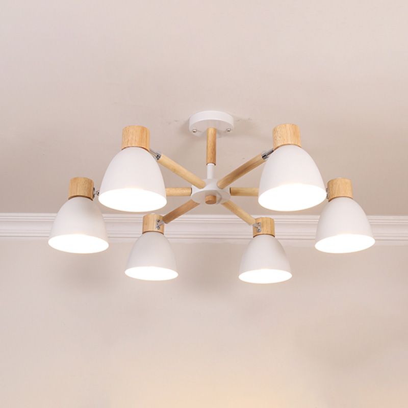 Bell Chandelier Light Fixtures Macaroon Multi-Head Hanging Lamps with Aluminum Shade