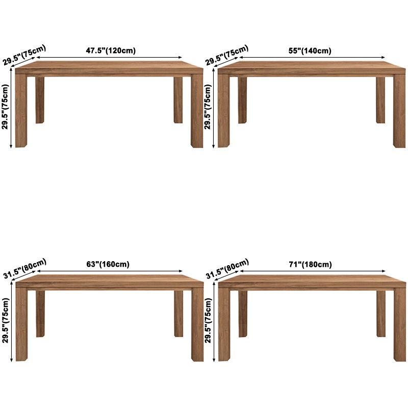 Modern Solid Wood Khaki Dining Table Rectangle Kitchen Dining Table with 4 Legs Base