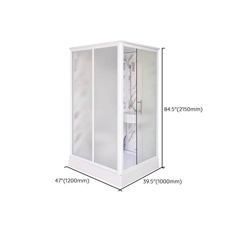 Framed Single Sliding Shower Kit Rectangle Frosted Shower Stall