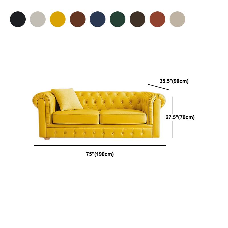 27.6" H Faux Leather Rolled Arm Chesterfield Sofa For Living Room