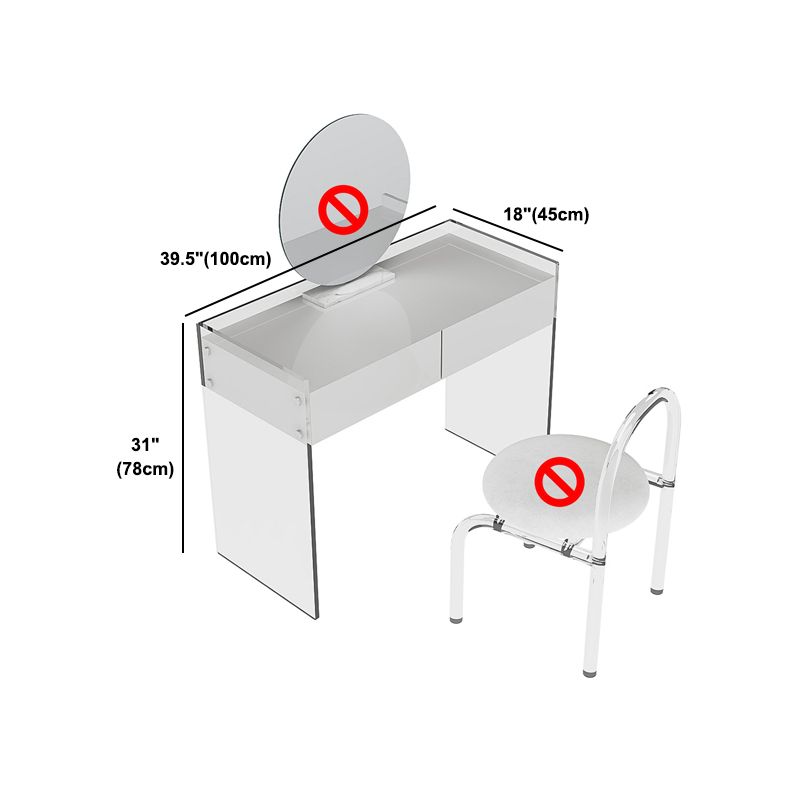 Glam Style Acrylic White Slate Table Top Transparent Base with 2 Drawer Dresser