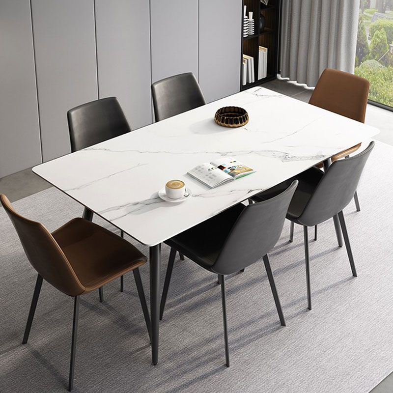 Metal Modern Rectangle Table Sintered Stone Table for Kitchen and Dining Room