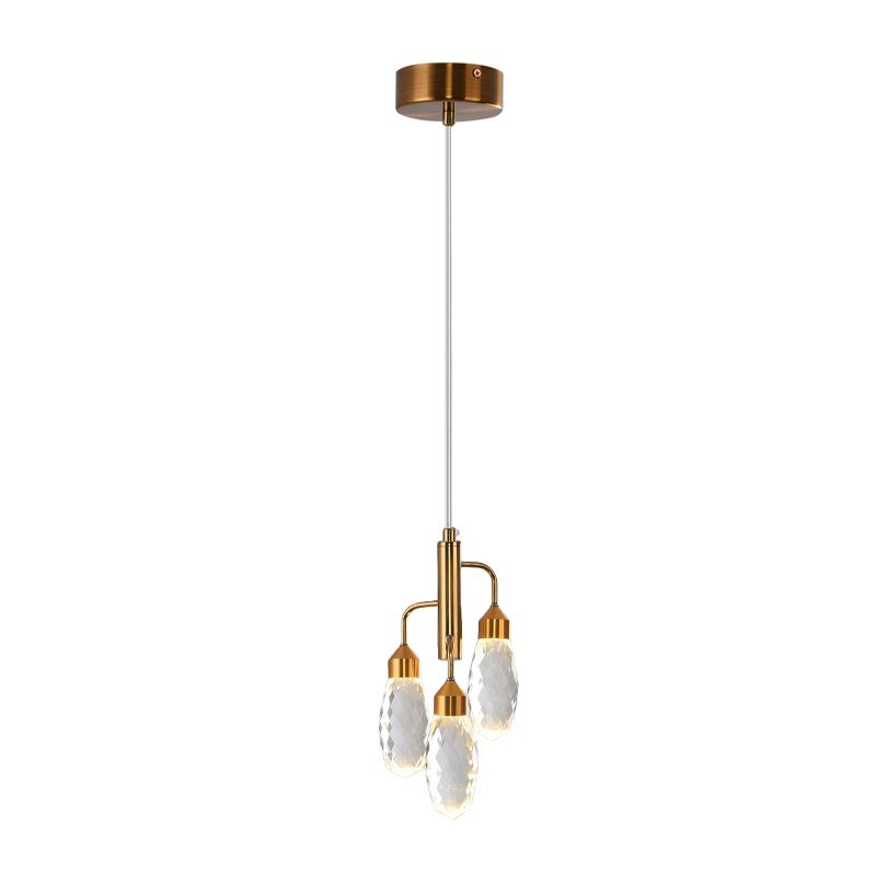 Raindrop cucina a sospensione illuminazione cristallo smussati 1 luce contemporanea sospensione del soffitto in oro