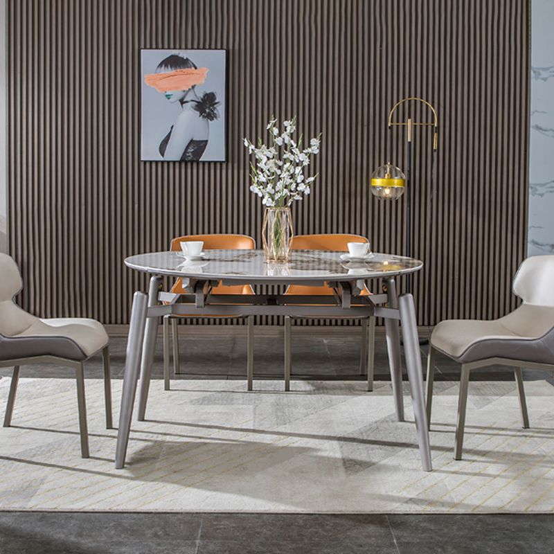 Extendable Dining Table Modern Round Stone Dinner Room Kitchen Table