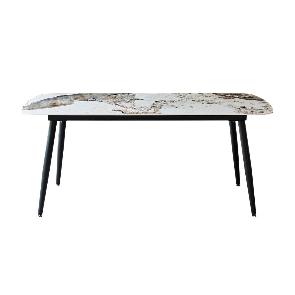 Contemporary Stone Dining Table Set 1/4/5/7 Pieces Dining Set with Solid Back Chairs