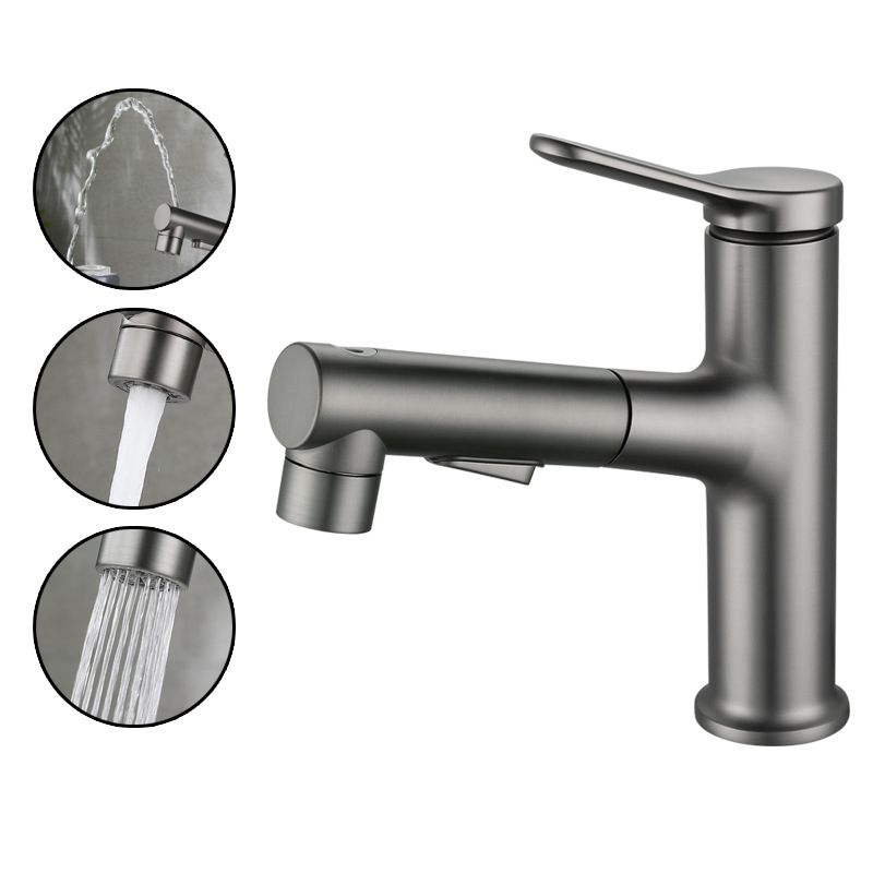 Pull-out Bathroom Sink Faucet Brass Contemporary Faucet with Water Hose